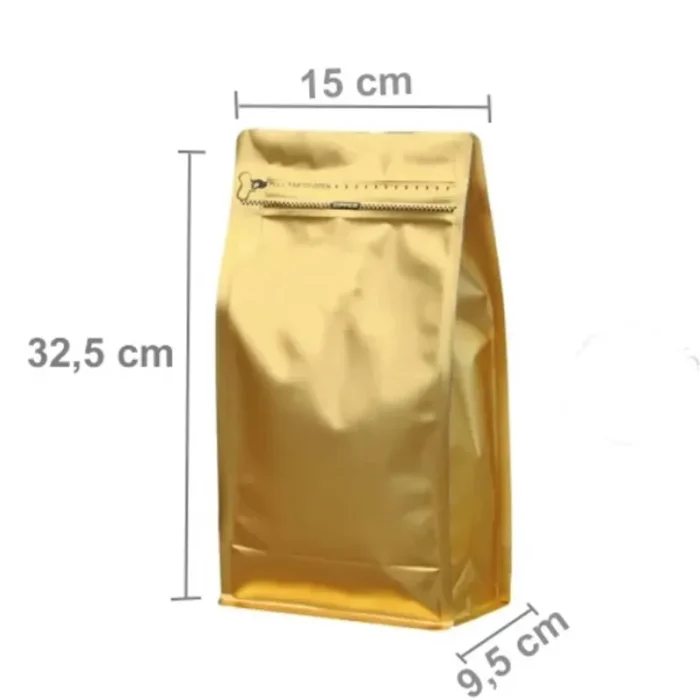 Saco Box Pouch Dourado Com Zip 15x32,5+9,5cm - 1Kg