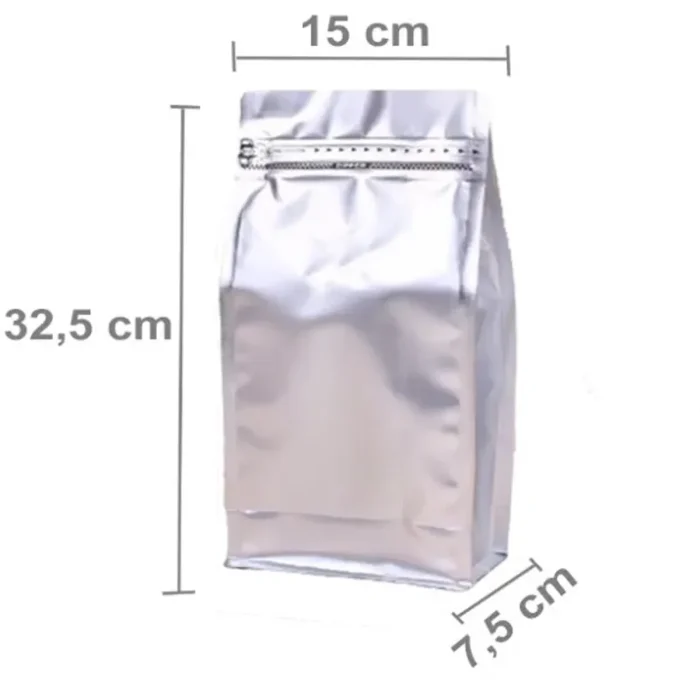 Saco Box Pouch Prata Com Zip 15x32,5+9,5cm - 1Kg