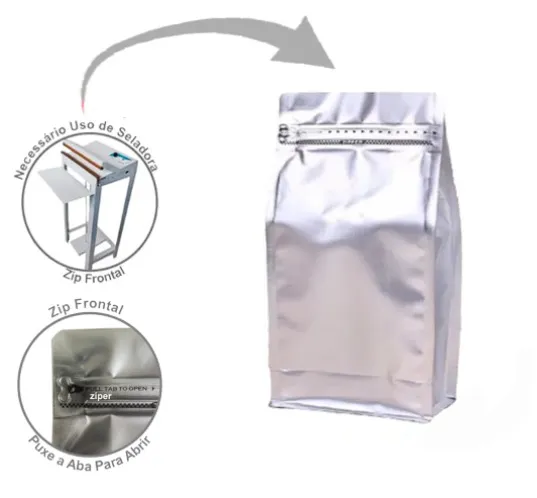 Saco Box Pouch Prata Com Zip 15x32,5+9,5cm - 1Kg - Imagem 4