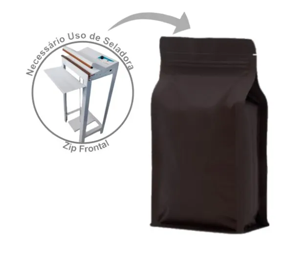 Saco Box Pouch Preto Com Zip 13,5x26,5+7,5cm - 500 gramas - Imagem 4